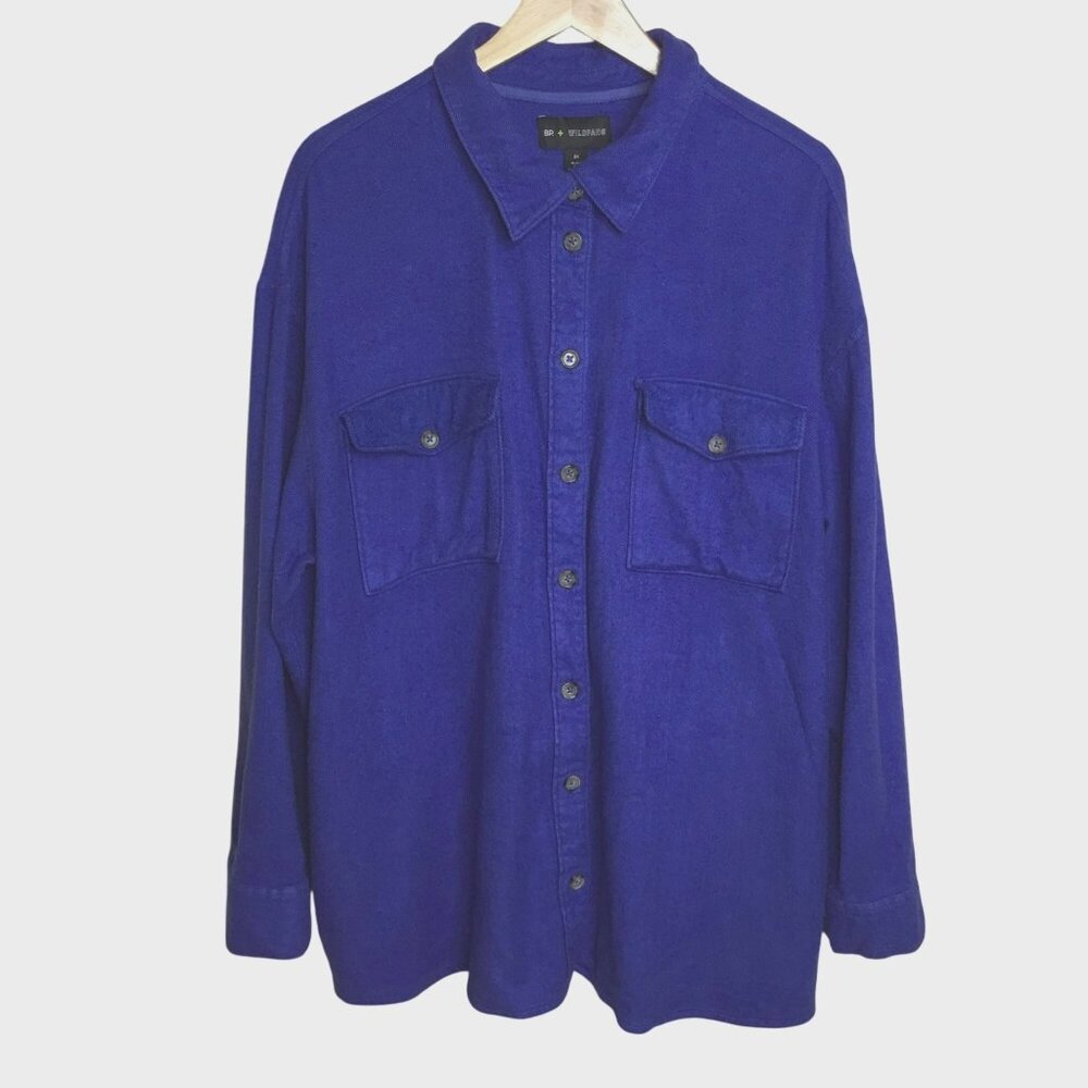 WILDFANG x BP Cobalt Blue Oversized Button Down Shirt 2X Boyfriend Relaxed Fit